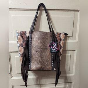 Angel Ranch Western Python Fringe CC Tote Purse NWT